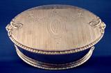 83 - Oval Box, IS Co Nights head on Shield Sterling 21, International Silver, hand engraved GCM, 5.25in X 3.25in. X 2.25, weight 7.7oz, ca 1898 - 1920