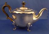 85- Footed Teapot with Dark Wood Handle & Knob on Lid, Interlocking three circles, TAE, Anchor in Shield, 5.50in. H X 10.50in D., ca. 1907