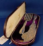 94 - Cake Server Set (Knife & Fork) in Original Presentation Box, Ball Black & Co. Sterling, 12in. Knife & 9.50in Fork, ca. 1851