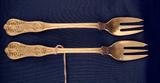 96 - Set of 2 Pastry Forks, Shell pattern Discontinued 1888, S and Wings Sterling, Hand Engraved TCC, 6in., ca. 1876-1888