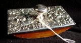 98 - Rolling Ink Blotter, Right Facing Lion Anchor Gothic G, no border, sterling 27M, Hand Engraved, 4.75in. X 2.50in X 1.75in., ca 1875-1900