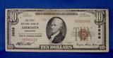 301 - Ten Dollar Bill on The First National Bank of Aberdeen, Ms. Series of 1929 - signed by Eugene Sykes
