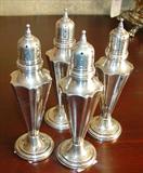 214 - Four Sterling Silver Salt and Peper Shakers 5 12 in. T.