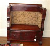144 - Mahogany Empire Settle with Drawer in Bottom 42 in. W. X 20 in. D. X 4 ft. T.