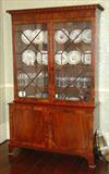 210 - Regency Style Bracket Foot Mahogany China Cabinet with 13-Pane Doors