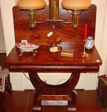 244 - Circa 1830 Empire Crotch Mahogany Game Table with Scroll Feet, Hidden Compartment, and Turn-Top 27in. T. with 36in. Sq Top
