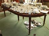 209 - Ca. 1880 Oval Mahogany Hepplewhite Dining Table, Gadroon Border 30 H. X 100 in. L X 54 in. W.