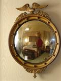 276 - Federal Style Bulls Eye Mirror with Eagle 26 12 in. T.