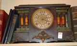 241 - Seth Thomas Mantle Clock with Ornate Decoration and Fuax Marble Columns