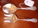 182 - Wallace Francis 1st Pattern Large Reticulated Serving Fork & Spoon with Gold Wash