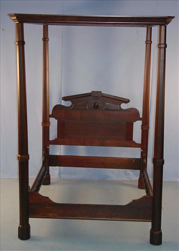 10 - Walnut Victorian Full Tester Canopy Bed, 56in. Wide, 73in. Long, 8 ft. tall, ca. 1860