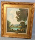 17 - Oil on Canvas of Lake and Trees, signed Maggi