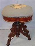30 - Walnut Victorian Needle point piano stool