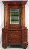 62 - Mahogany Empire Wig Dresser, with matched Flame Veneer and Rosewood Panels, 87in. T. 47in. W, 20in. D
