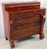 63 - Mahogany Empire Chest with scroll Feet, 42in. T, 42in. W, 21in. D, ca. 1840