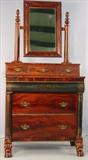 66 - Federal dresser with Original Stenciling and Claw Feet, 73in. T, 37in. W, 20in. D., ca. 1820