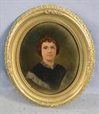 16 - Oval Oil on Board of Victorian girl