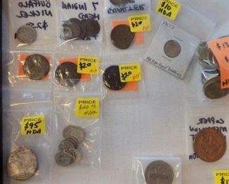 US SILVER WALKERS, MERCURY DIMES BARBER QUARTERS AND MATRON HEAD LARGE CENT COINS