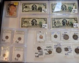 STATEHOOD $2 NOTES, ANCIENT ROMAN COINS AND SILVER FOREIGN COINS