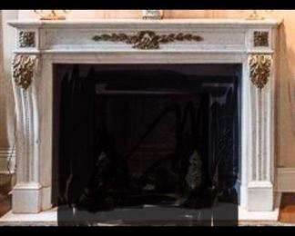 Dismantled marble mantle w bronze accents “as is”