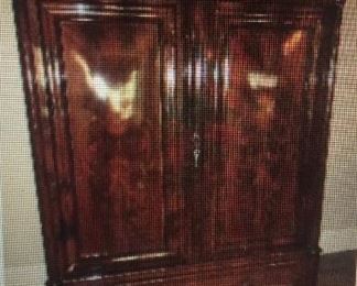 Burled wood armoire