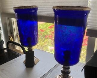 Large Ralph Lauren cobalt Candleholders