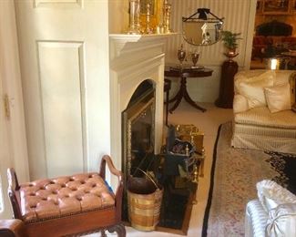 Leather top ball and claw foot bench