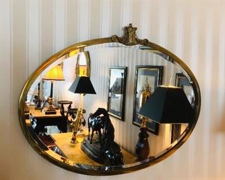 Oval brass mirror