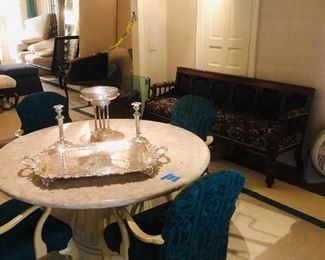 Round marble top column center table great for center hall of your stunning house