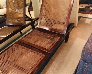 Antique lounge chair with glass top for coffee table
