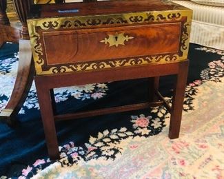 Lovely Brass inlaid lap desk on stand