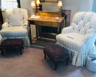 Brass vanity with marble top