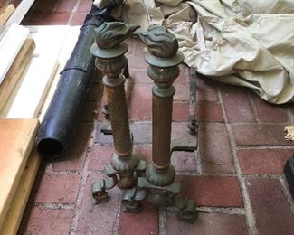 Antique brass andirons