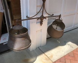 Copper two light chandelier