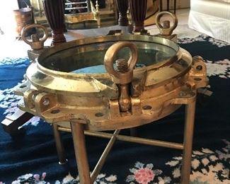 Solid brass finely made ship porthole table