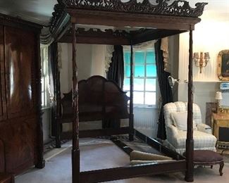 Carved canopy bed