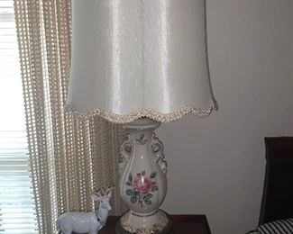 vintage porcelain floral lamp 