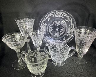 Fostoria Romance etched crystal 34 piece collection 