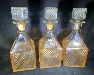  marigold hobnail glass ‘Old Forester Whiskey’ decanters 
