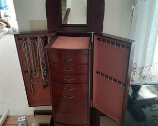 Jewelry Armoire - Contents Not Included - Some Damage on Top