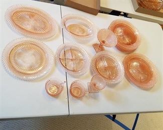 Depression pink glass - 30 pieces