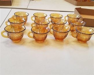 12 pieces of Amber tea /punch cups with punch bowl