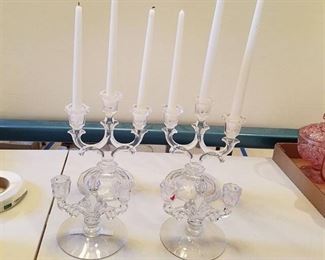4 candle holders - 2 are heisey