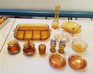 lot of assorted Amber glassware