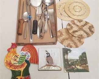 kitchen utensils and warmer plates