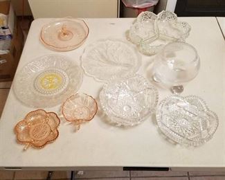 glassware (assorted) and cut crystal bowl