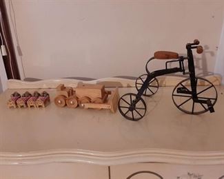 Tricycle, Wooden Bulldozer and Miniture Beds