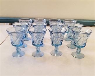 12 blue goblet glasses
