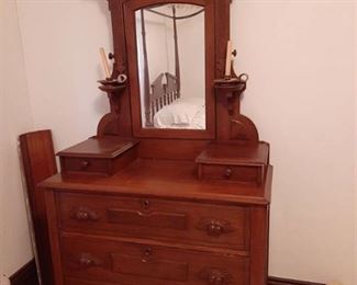 Eastlake Walnut Dresser with Mirror - Upstairs
