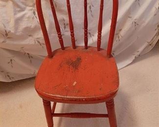 Red Wooden Childs Chair
